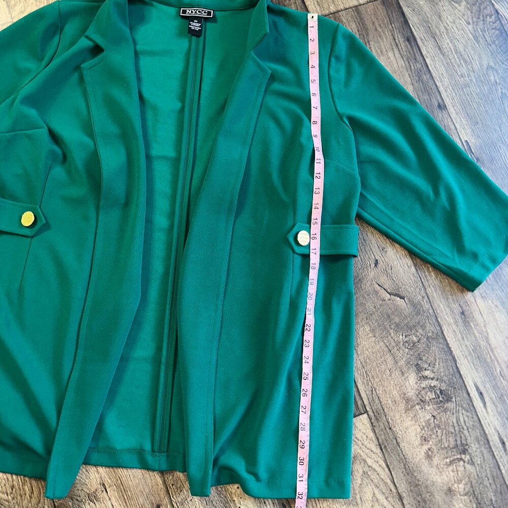 Chic Teal Blazer with Gold Button Details - Picture 3 of 11